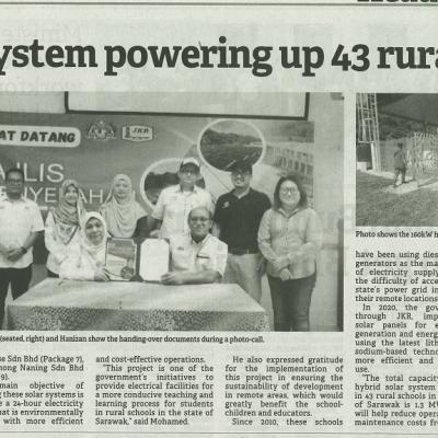 21 Oktober 2023 Borneo Post Pg.3 Hybrid System Powering Up 43 Rural Schools