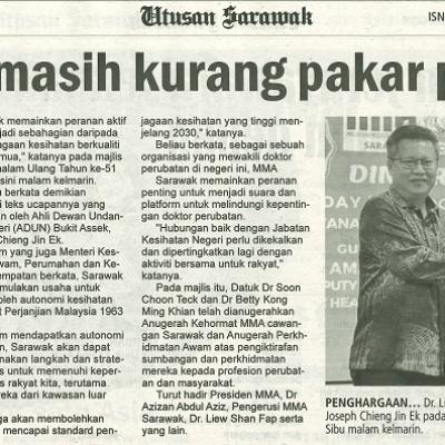 23 Oktober 2023 Utusan Sarawak Pg.6 Sarawak Masih Kurang Pakar Perubatan