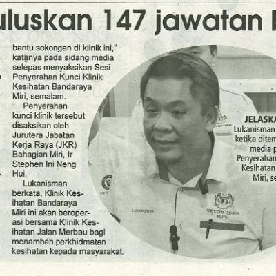 28 Oktober 2023 Utusan Sarawak Pg.6 Kkm Luluskan 147 Jawatan Baharu