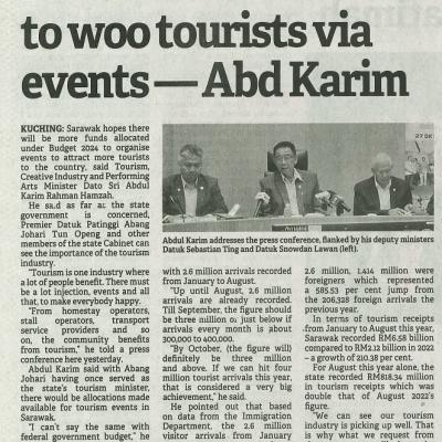 4 Oktober 2023 Borneo Post Pg.4 More Funds For Swak To Woo Tourists Via Events Abd Karim