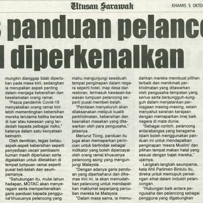 5 Oktober 2023 Utusan Sarawak Pg.8 Garis Panduan Pelancongan Bakal Diperkenalkan