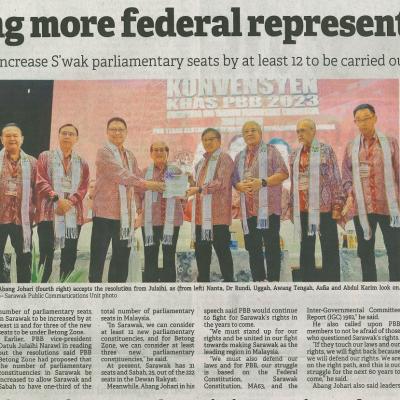 9 Oktober 2023 Borneo Post Pg.1 Seeking More Federal Representation
