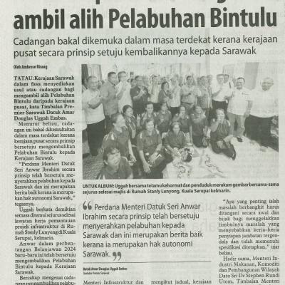 1 November 2023 Utusan Borneo Pg.4 Sarawak Perinci Cadangan Ambil Alih Pelabuhan Bintulu