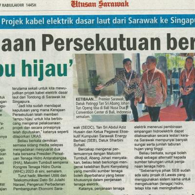 1 November 2023 Utusan Sarawak Pg.3 Kerajaan Persekutuan Beri Lampu Hijau