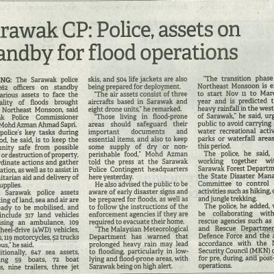 10 November 2023 Borneo Post Pg.3 Sarawak Cp Police Assets On Standby For Flood Operations
