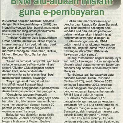 10 November 2023 Utusan Sarawak Pg.3 Bnm Alu Alukan Inisiatif Guna E Pembayaran