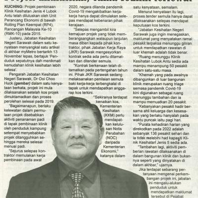 16 November 2023 Utusan Sarawak Pg.6 Projek Diluluskan Cuma Sedikit Terlewat