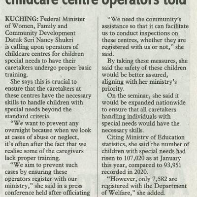 19 November 2023 Sunday Post Pg.4 Send Caretakers For Proper Training Special Needs Childcare Centre Operators Told