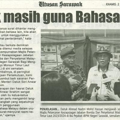 2 November 2023 Utusan Sarawak Pg.8 Sarawak Masih Guna Bahasa Inggeris