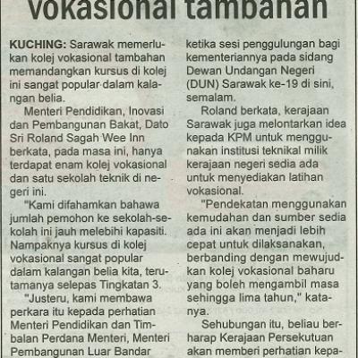 28 November 2023 Utusan Sarawak Pg.4 Sarawak Perlu Kolej Vokasional Tambahan