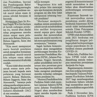 7 November 2023 Utusan Borneo Pg.4 Meitd Sedang Merangka Modul Sistem Penilaian Untuk Murid Tahun Enam
