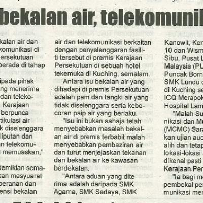 8 November 2023 Utusan Sarawak Pg.6 Pastikan Sistem Bekalan Air Telekomunikasi Tahap Terbaik