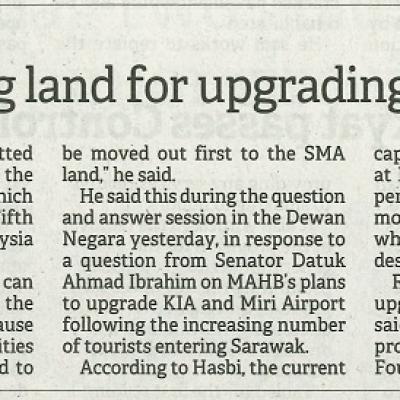 1 Disember 2023 Borneo Post Pg.2 Govt In Process Of Acquiring Land For Upgrading Of Kia Deputy Minister
