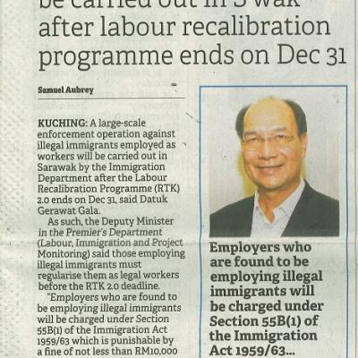 12 Disember 2023 Borneo Post Pg.1 Major Ops Againts Illegals Come Jan 1