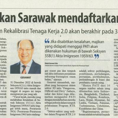 12 Disember 2023 Utusan Borneo Pg.3 Peluang Majikan Sarawak Mendaftarkan Pekerja Pati