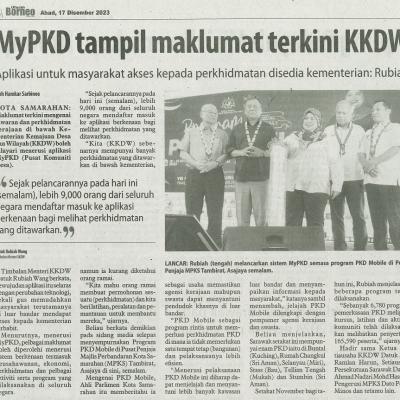 17 Disember 2023 Utusan Borneo Pg.6 Mypkd Tampil Maklumat Terkini Kkdw