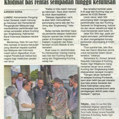 20 Disember 2023 Utusan Sarawak Pg.3 Khidmat Bas Rentas Sempadan Tunggu Kelulusan