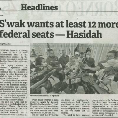 25 Disember 2023 Borneo Post Pg.2 Swak Wants At Least 12 More Federal Seats Hasidah