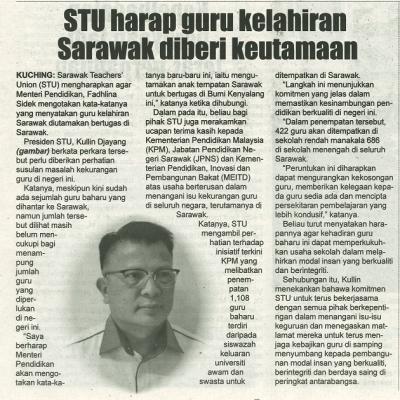 25 Disember 2023 Utusan Sarawak Pg.6 Stu Harap Guru Kelahiran Sarawak Diber Keutamaan