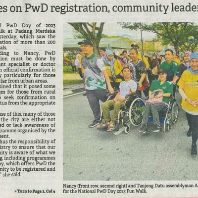 4 Disember 2023 Borneo Post Pg.1 Work With Authorities On Pwd Registration Community Leaders District Offices Told