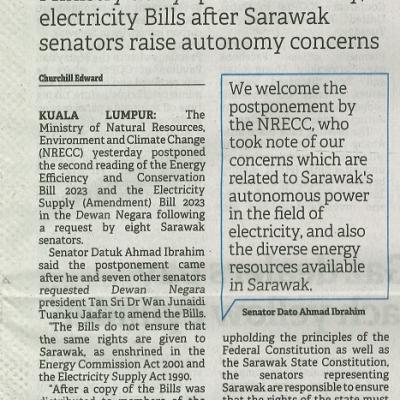 7 Disember 2023 Borneo Post Pg.1 Passage Of Bills Hits Snag In Senate