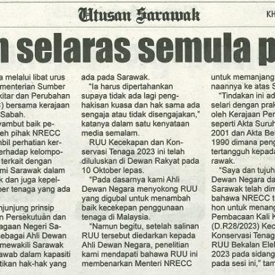 7 Disember 2023 Utusan Sarawak Pg.8 Nrecc Akan Selaras Semula Pindaan Ruu