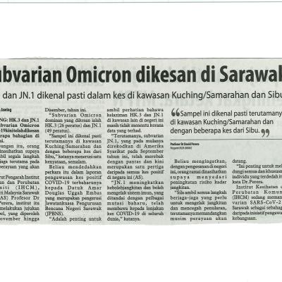 Urusan Borneo 22122023 Ms 5 Subvarian Omicron Dikesan Di Sarawak