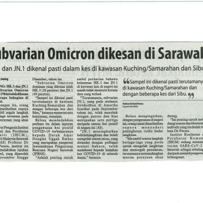Urusan Borneo 22122023 Ms 5 Subvarian Omicron Dikesan Di Sarawak
