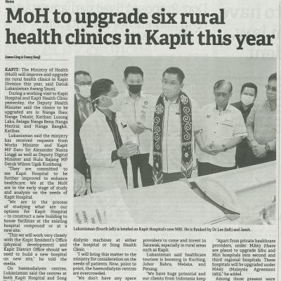 16 Januari 2024 Borneo Post Pg.3 Moh To Upgrade Six Rural Health Clinics In Kapit This Year