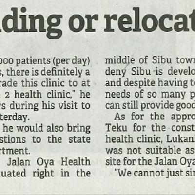 17 Januari 2024 Borneo Post Pg.5 Ministry Looking Into Rebuilding Or Relocating Jalan Oya Health Clinic