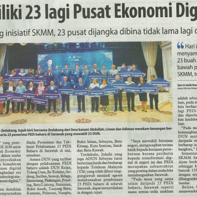 18 Januari 2024 Utusan Borneo Pg.3 Sarawak Miliki 23 Lagi Pusat Ekonomi Digital Julaihi