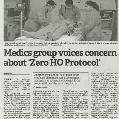 22 Januari 2024 Borneo Post Pg.6 Medics Group Voices Concern About Zero Ho Protocol