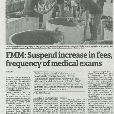 23 Januari 2024 Borneo Post Pg.6 Fmm Suspend Increase In Fees Frequency Of Medical Exams