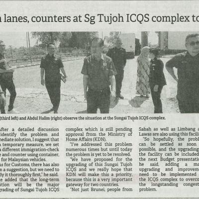 26 Januari 2024 Borneo Post Pg.2 Lee Suggests Extra Lanes Counters At Sg Tujoh Icqs Complex To Ease Traffic Flow