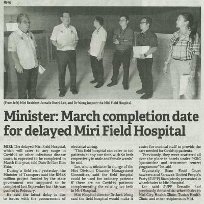 27 Januari 2024 Borneo Post Pg.2 Ministry March Completion Date For Delayed Miri Field Hospital