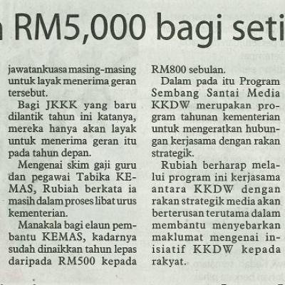 29 Januari 2024 Utusan Borneo Pg.2 Kkdw Sedia Geran Rm5000 Bagi Setiap Jkkk Berdaftar