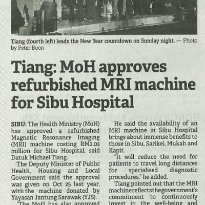 3 Januari 2024 Borneo Post Pg.5 Tiang Moh Approves Refurbished Mri Machine For Sibu Hospital