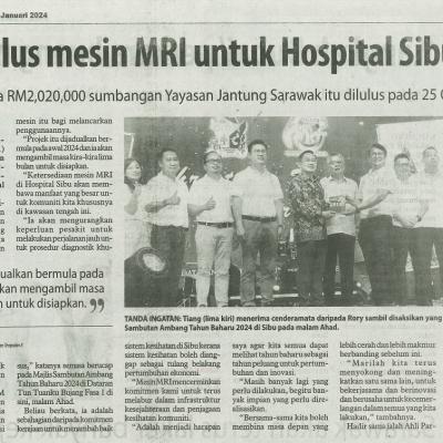 3 Januari 2024 Utusan Borneo Pg.4 Kkm Lulus Mesin Mri Untuk Hospital Sibu