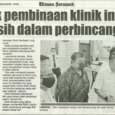 6 Januari 2024 Utusan Sarawak Pg.7 Tapak Pembinaan Klinik Interim Masih Dalam Perbincangan