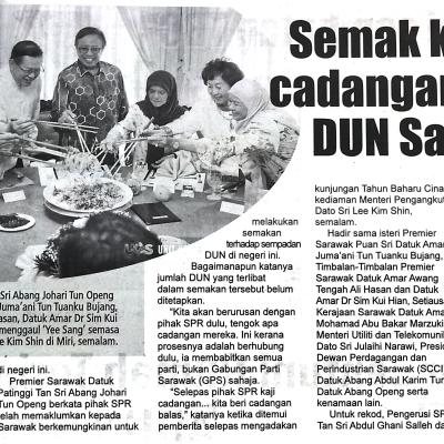 13 Februari 2024 Utusan Sarawak Pg.4 Semak Kembali Cadangan Jumlah Dun Sarawak