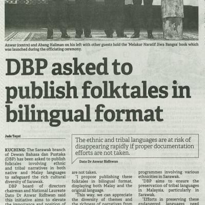 15 Februari 2024 Borneo Post Pg.5 Dbp Asked To Publish Folktales In Bilingual Format