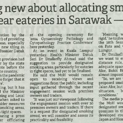 20 Februari 2024 Borneo Post Pg.4 Nothing New About Allocating Smoking Zones Near Eateries In Sarawak Dr Sim