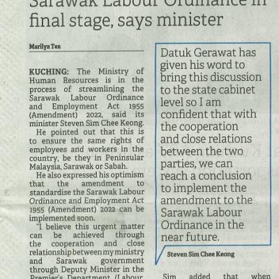 21 Februari 2024 Borneo Post Pg.1 A Move To Ensure Equal Rights Of Workers