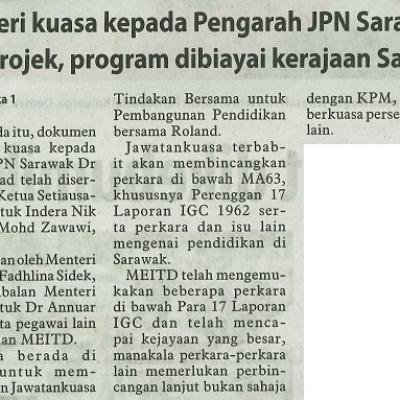 23 Februari 2024 Utusan Borneo Pg.2 Kpm Beri Kuasa Kepada Pengarah Jpn Sarawak Lulus Projek Program Dibiayai Kerajaan Sarawak