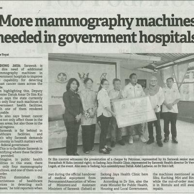 24 Februari 2024 Borneo Post Pg.2 More Mammography Machines Needed In Government Hospitals