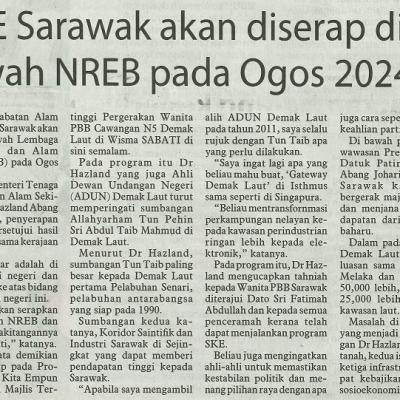 26 Februari 2024 Utusan Borneo Pg.2 Doe Sarawak Akan Diserap Di Bawah Nreb Pada Ogos 2024