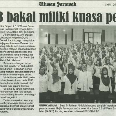 26 Februari 2024 Utusan Sarawak Pg.6 Nreb Bakal Miliki Kuasa Penuh