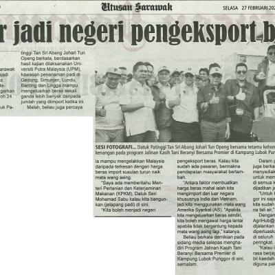 27 Februari 2024 Utusan Sarawak Pg.2 Sasar Jadi Negeri Pengeksport Beras