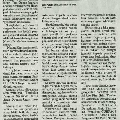 28 Februari 2024 Utusan Borneo Pg.6 Sarawak Kaji Wujudkan Sistem Saraan Terbaik