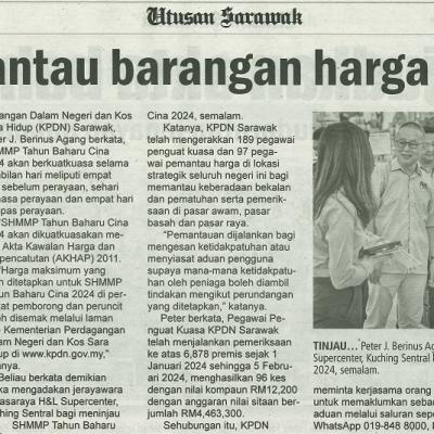 7 Februari 2024 Utusan Sarawak Pg.6 Kpdn Pantau Barangan Harga Terkawal